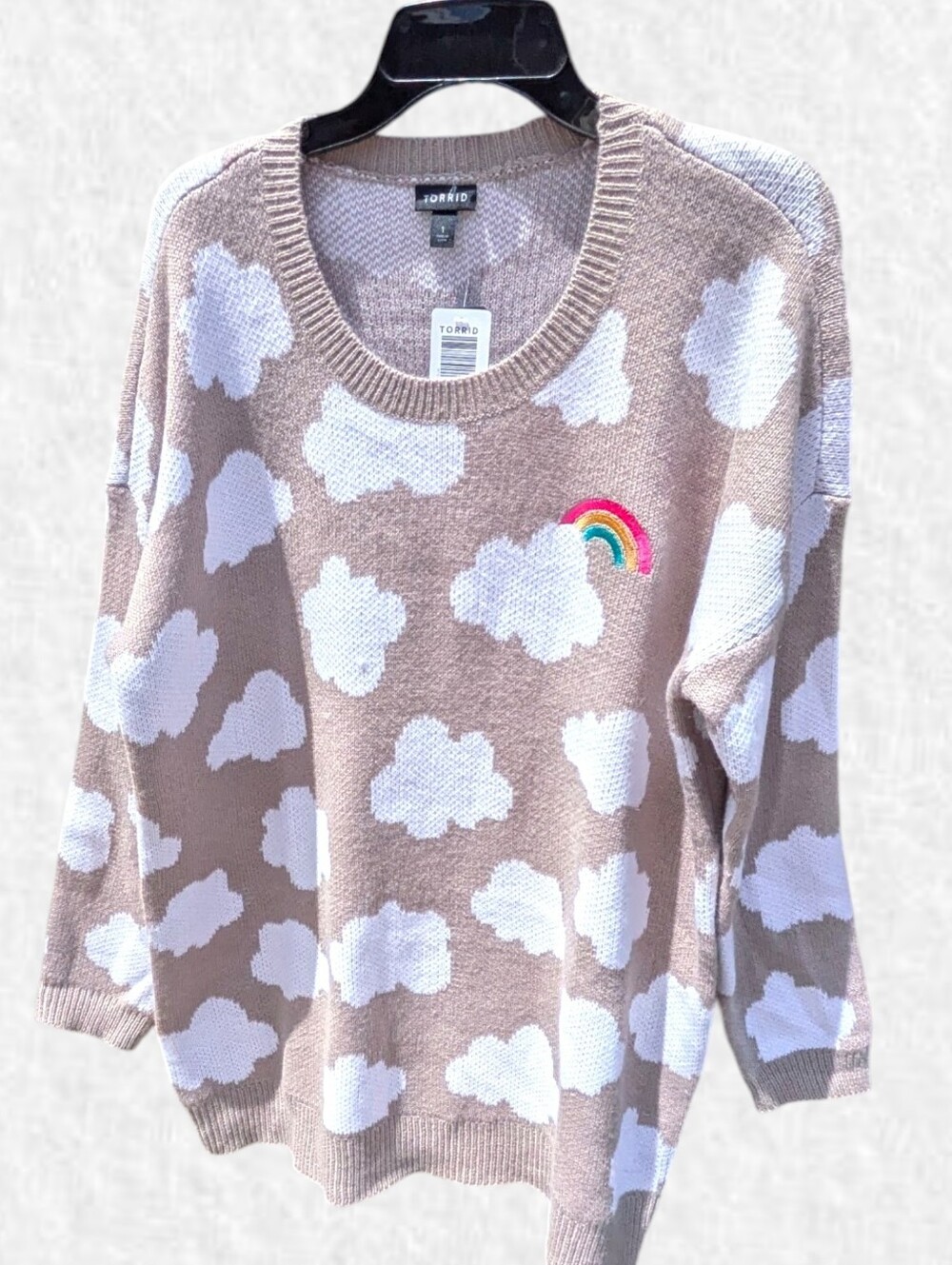 Torrid NEW Plus Size 1x: Cream Cloud Knit Sweater Rainbow Detail - Picture 4 of 7
